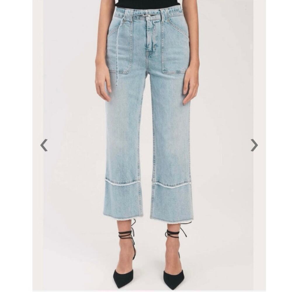 Derek Lam 10 Crosby Light Wash Zuri Cropped Wide Leg Pant Size 27